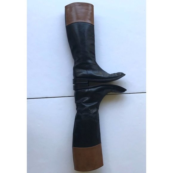 L' Autre Chose Riding Boots 38W Two Tone Tan Brown Equestrian Pull On Le… - Picture 8 of 12